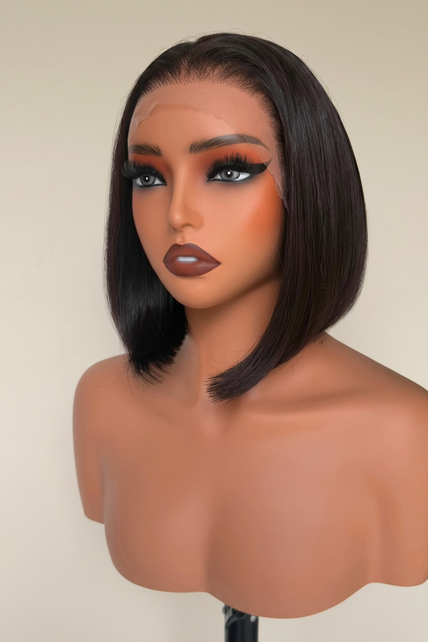 Black Bob Wig - Cream Wall